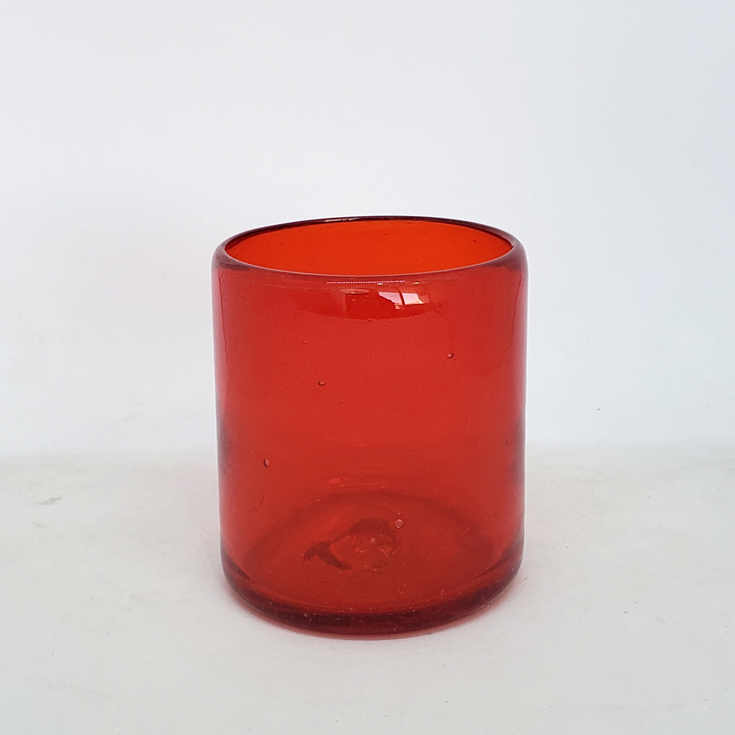 VIDRIO SOPLADO al Mayoreo / s 9 oz color Rojo Sólido (set de 6) / Éstos artesanales vasos le darán un toque colorido a su bebida favorita.